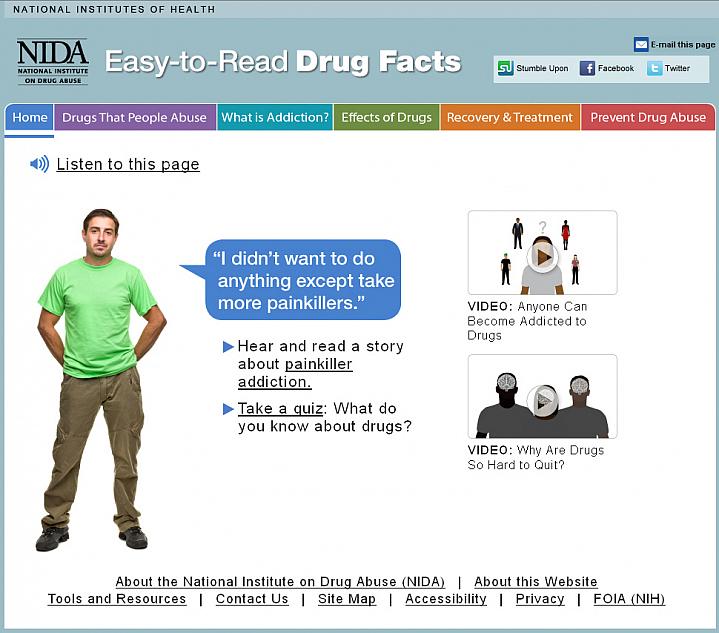 Screen capture of the homepage for Easy-to-Read Drug Facts Screen capture of the homepage for Easy-to-Read Drug Facts.