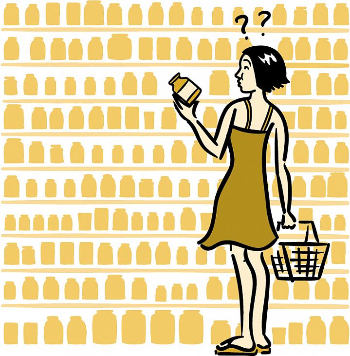 Illustration of a woman shopping for dietary supplements Illustration of a woman shopping for dietary supplements.