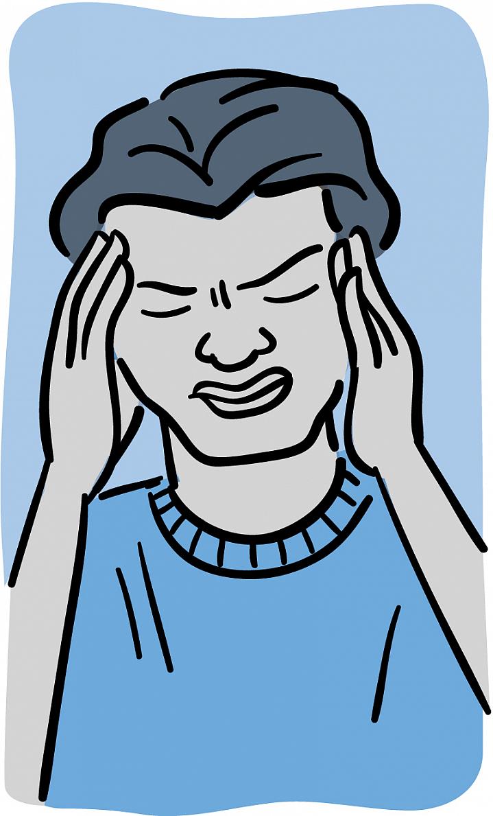 Illustration of a man with a pained expression holding his hands to his forehead Illustration of a man with a pained expression holding his hands to his forehead.
