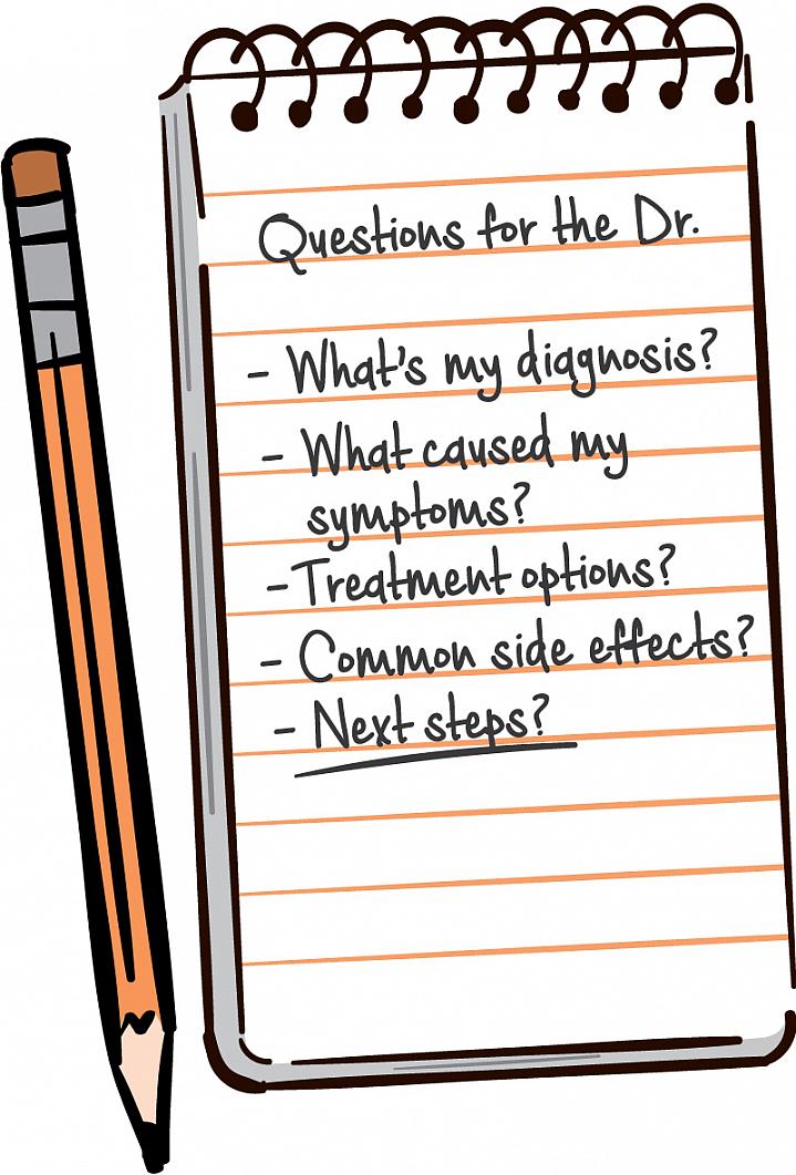 Illustration of a list of questions for the doctor Illustration of a list of questions for the doctor.