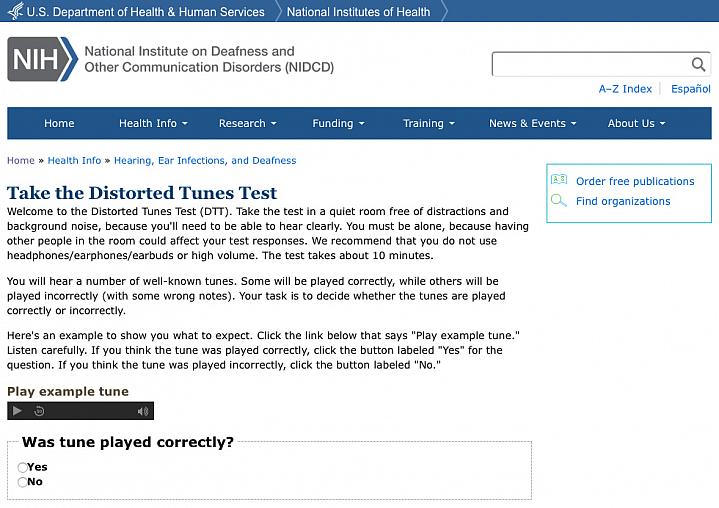 Screen capture of the Test Your Sense of Pitch tool Screen capture of the Test Your Sense of Pitch tool.