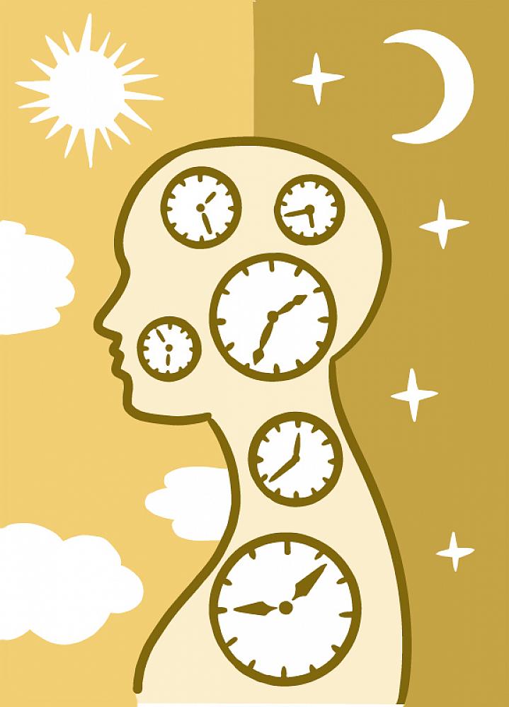 Illustration of a human silhouette filled with clocks Illustration of a human silhouette filled with clocks