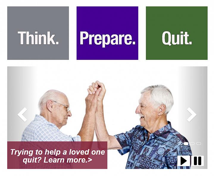 Screenshot of the Smokefree 60 plus website Screenshot of the Smokefree 60 plus website