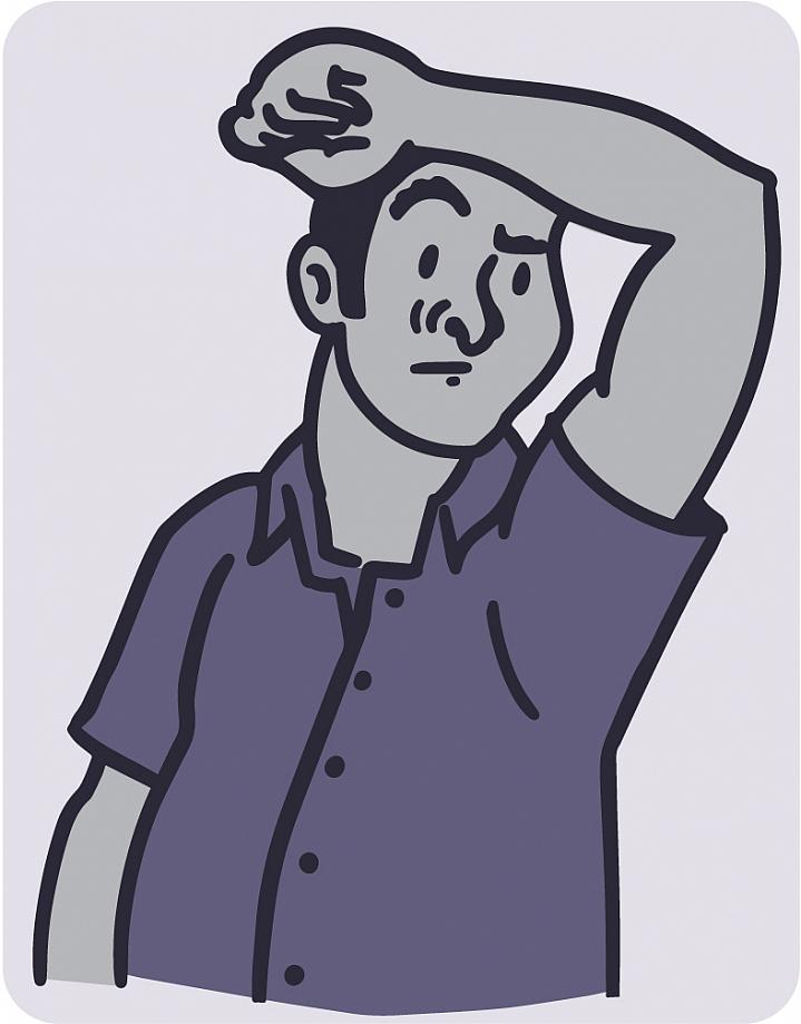 Illustration of a man smelling his armpit Illustration of a man smelling his armpit