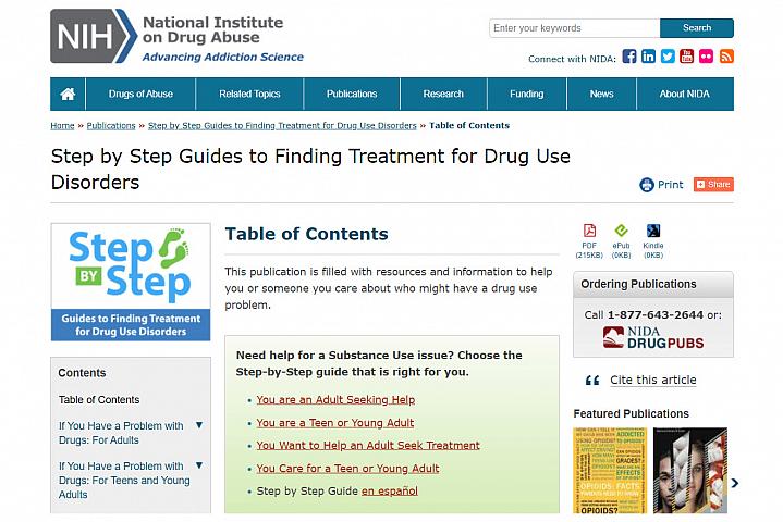Screenshot of the Guides to Finding Treatment Drug Use Disorders Website Screenshot of the Guides to Finding Treatment Drug Use Disorders Website