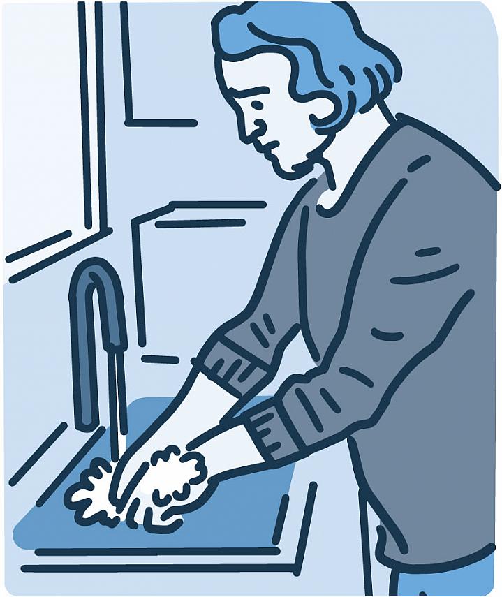 Illustration man feeling distressed washing hands Illustration man feeling distressed washing hands